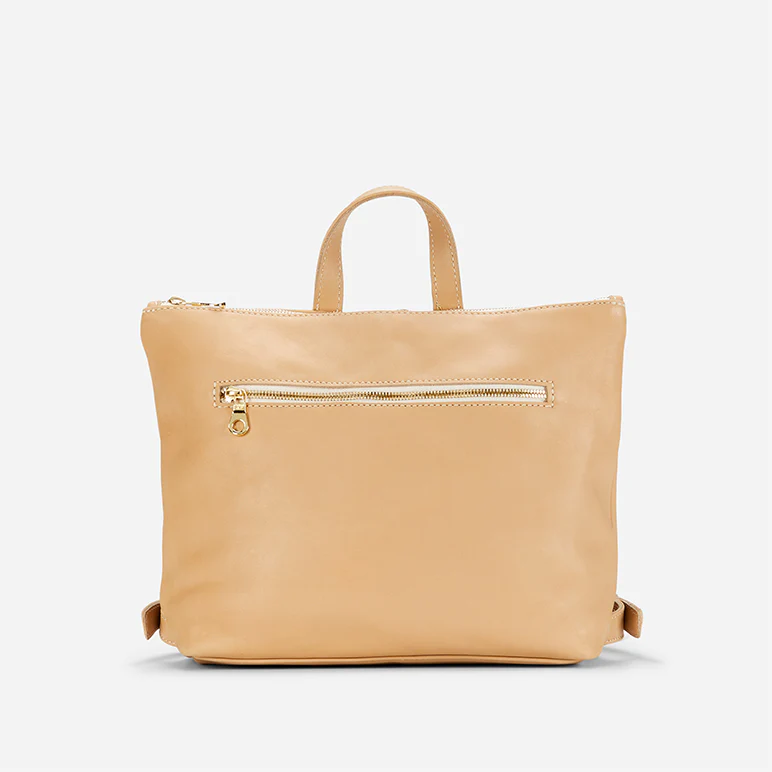 Miramar Mini Full-Grain Leather Backpack – Sand, Handcrafted in Ethiopia