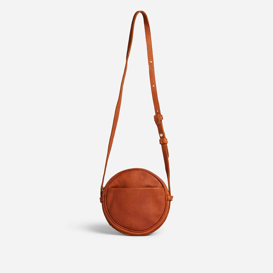 Kyah Full-Grain Leather Circle Crossbody Bag – Handcrafted in Ethiopia