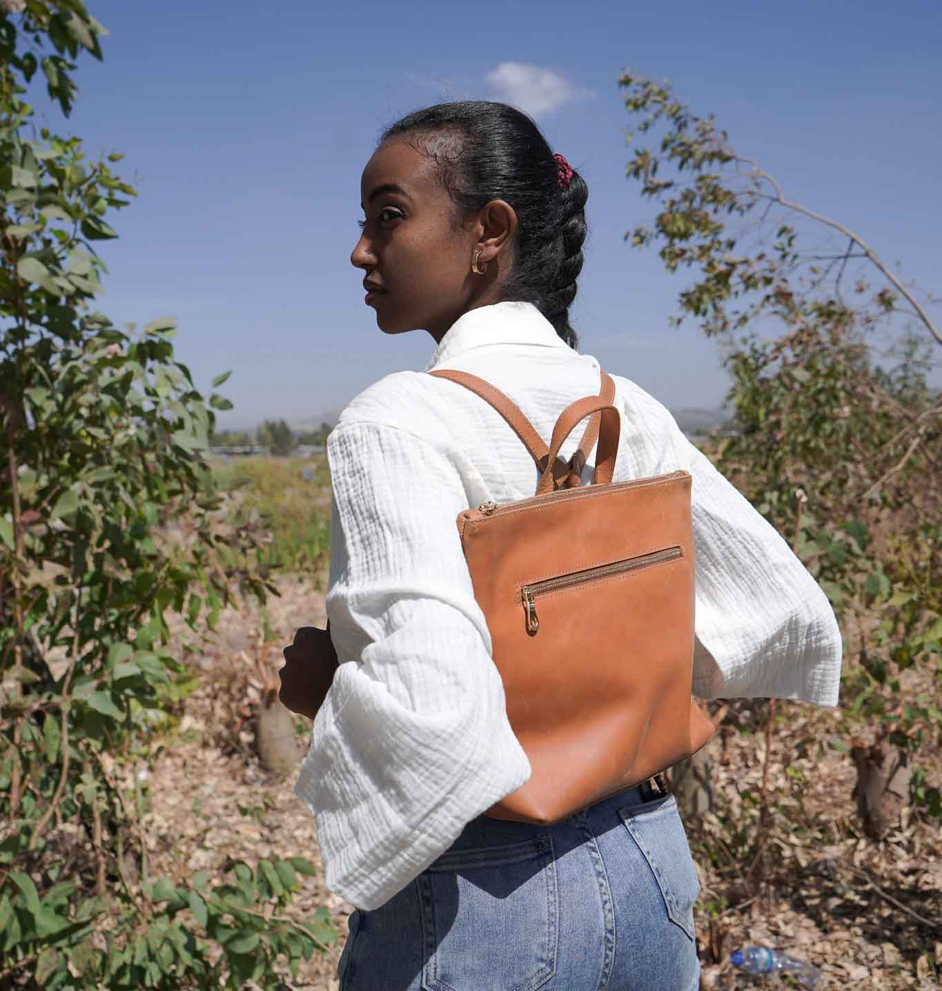 Miramar Mini Full-Grain Leather Backpack – Handcrafted in Ethiopia - Image 2