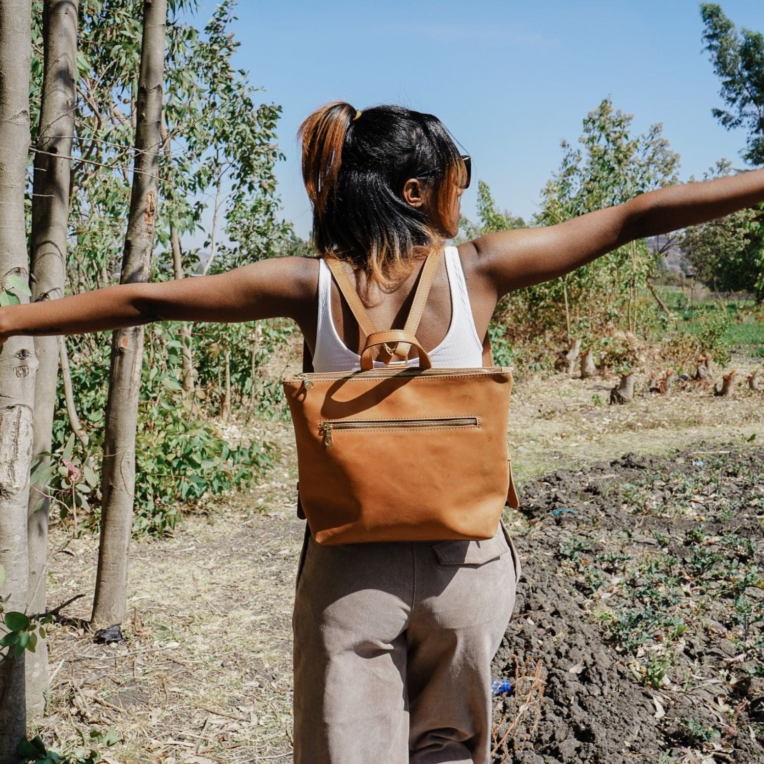 Miramar Mini Full-Grain Leather Backpack – Handcrafted in Ethiopia - Image 4