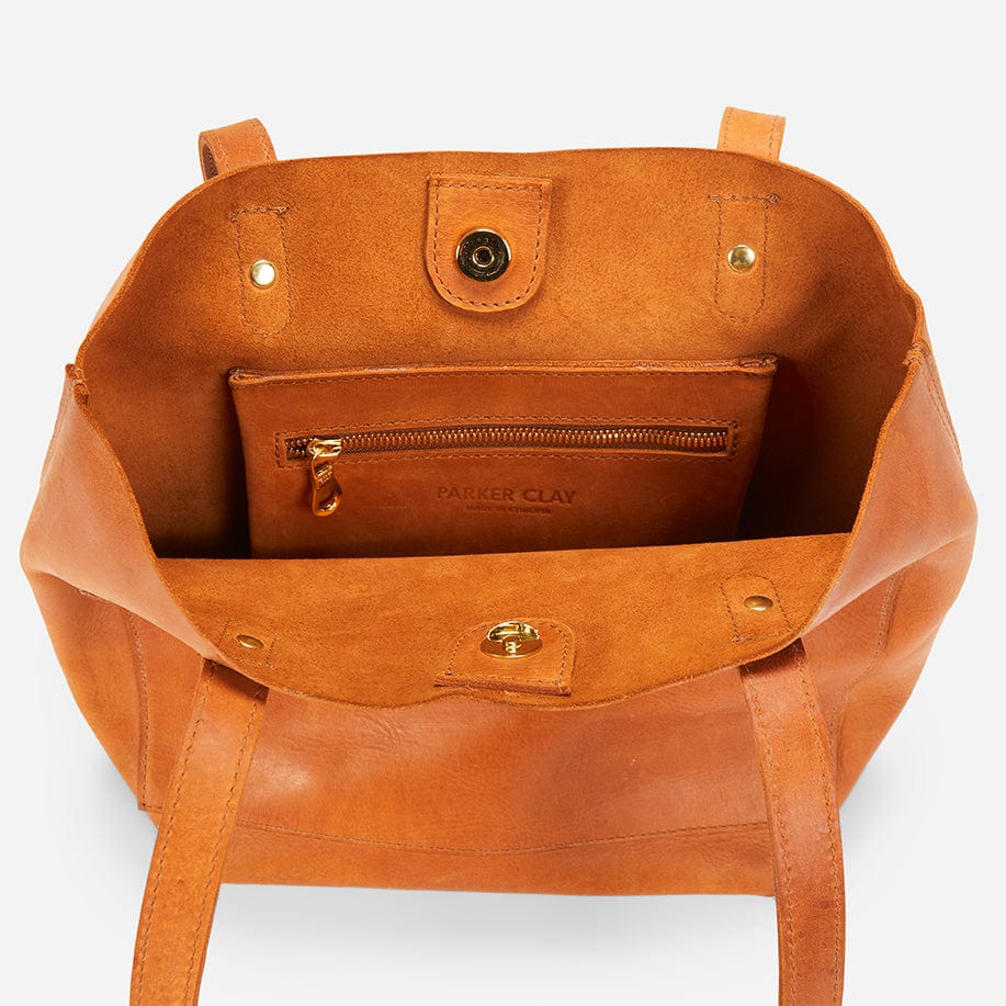 Caroline Small Full-Grain Leather Tote – Handcrafted in Ethiopia - Image 3