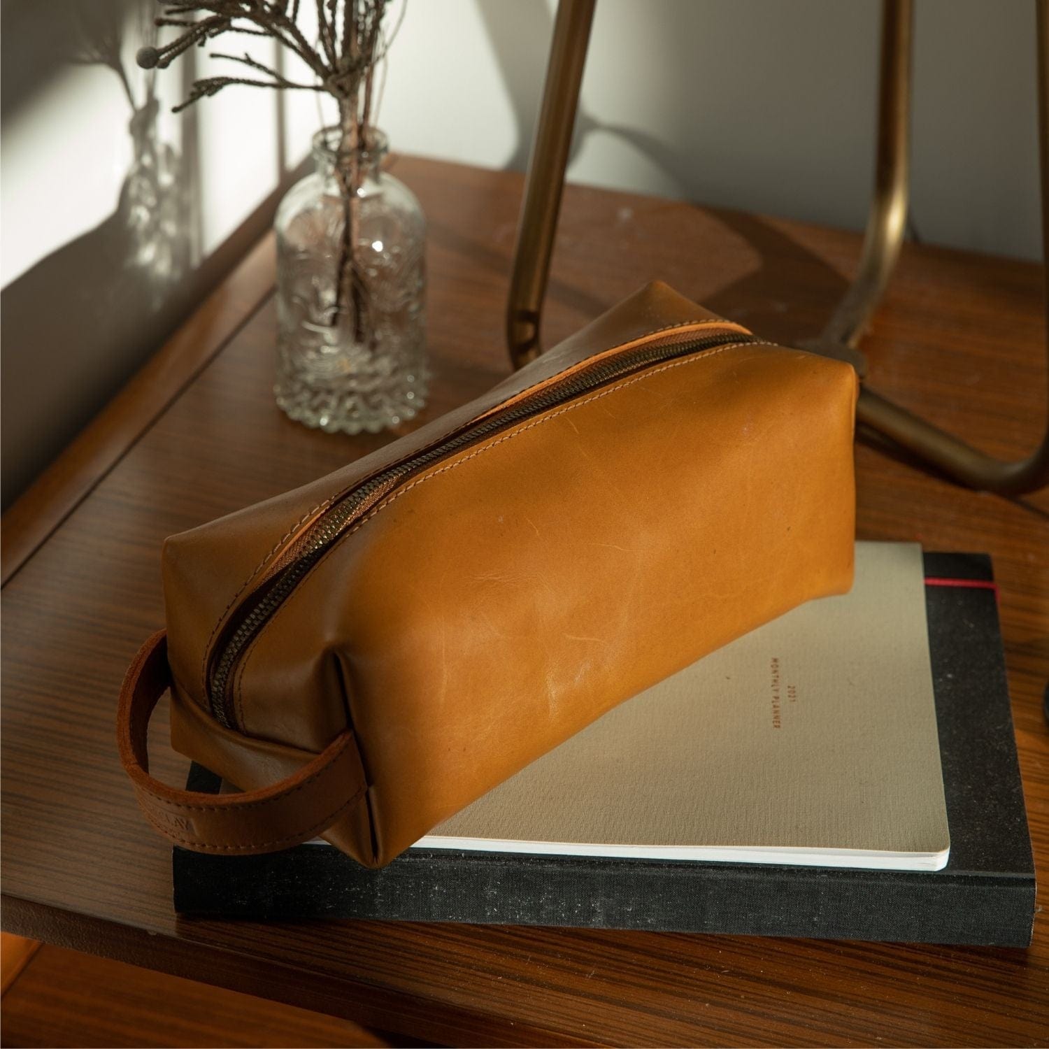 Axum Full-Grain Leather Dopp Kit – Handcrafted Travel Toiletry Bag, Made in Ethiopia - Image 3