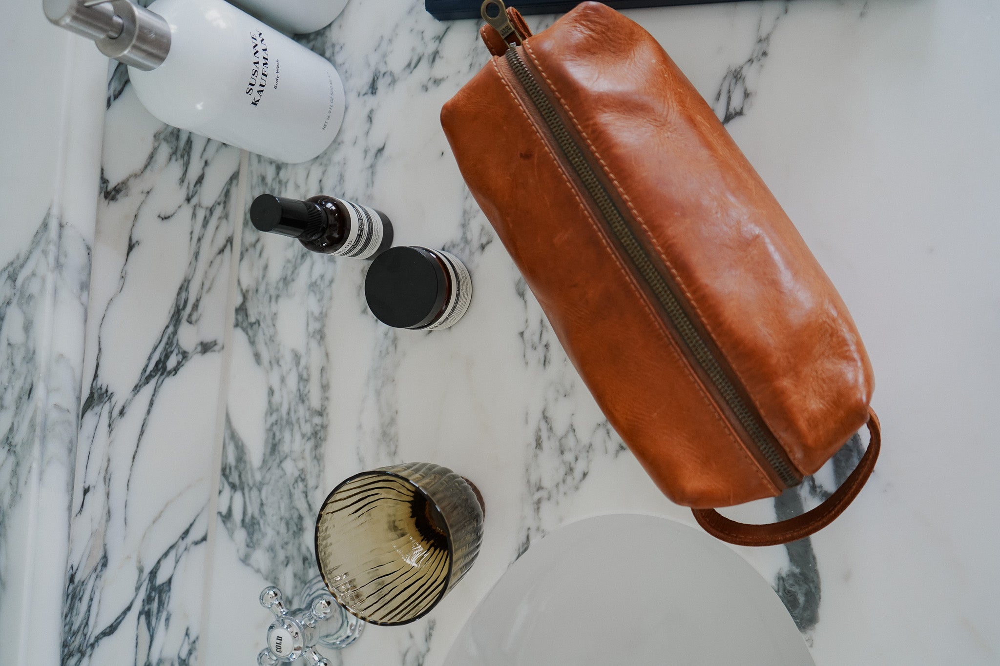 Axum Full-Grain Leather Dopp Kit – Handcrafted Travel Toiletry Bag, Made in Ethiopia - Image 5