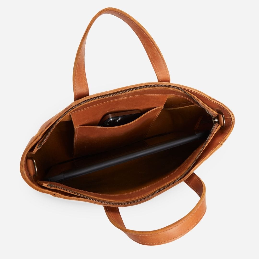 Merkato Small Full-Grain Leather Zip Tote – Handcrafted in Ethiopia - Image 4