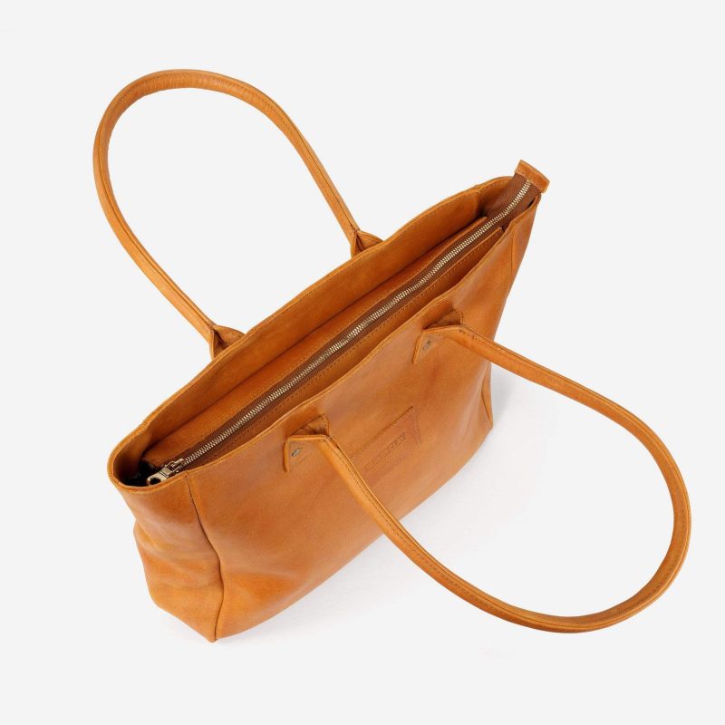 Merkato Signature Full-Grain Leather Zip Tote – Handcrafted in Ethiopia