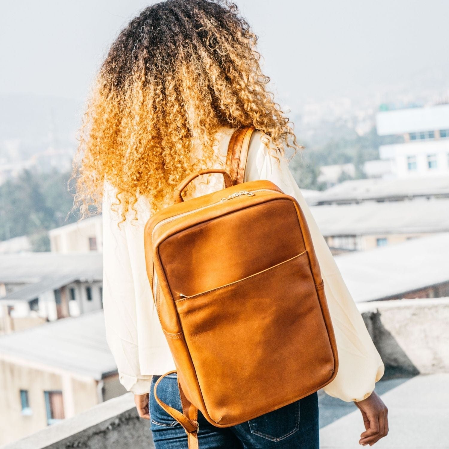 Mari Full-Grain Leather Backpack – Handcrafted in Ethiopia - Image 2
