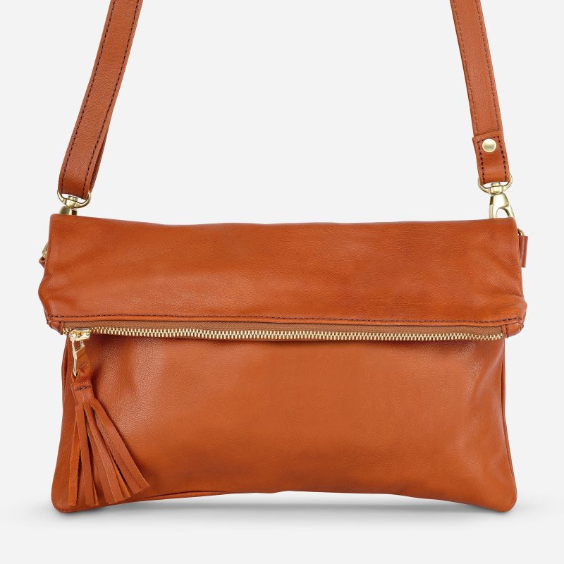Makeda Full-Grain Ethiopian Goat Leather Crossbody Bag – Handcrafted in Ethiopia