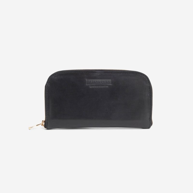 Zahra Full-Grain Leather Accordion Wallet – Black, Handcrafted in Ethiopia