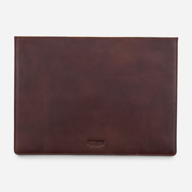 Presidio Full-Grain Leather Laptop Sleeve – Dark Brown, Handcrafted in Ethiopia