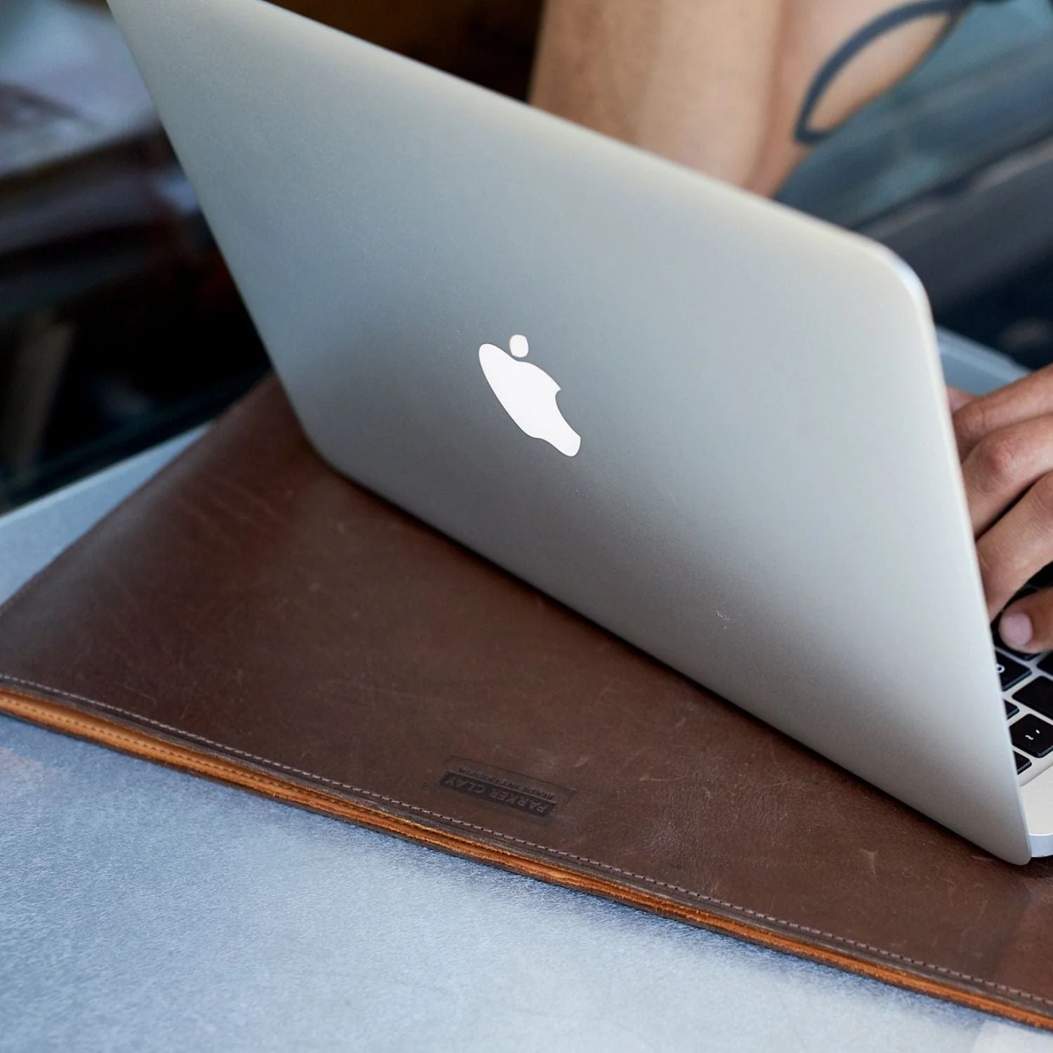 Presidio Full-Grain Leather Laptop Sleeve – Dark Brown, Handcrafted in Ethiopia - Image 2