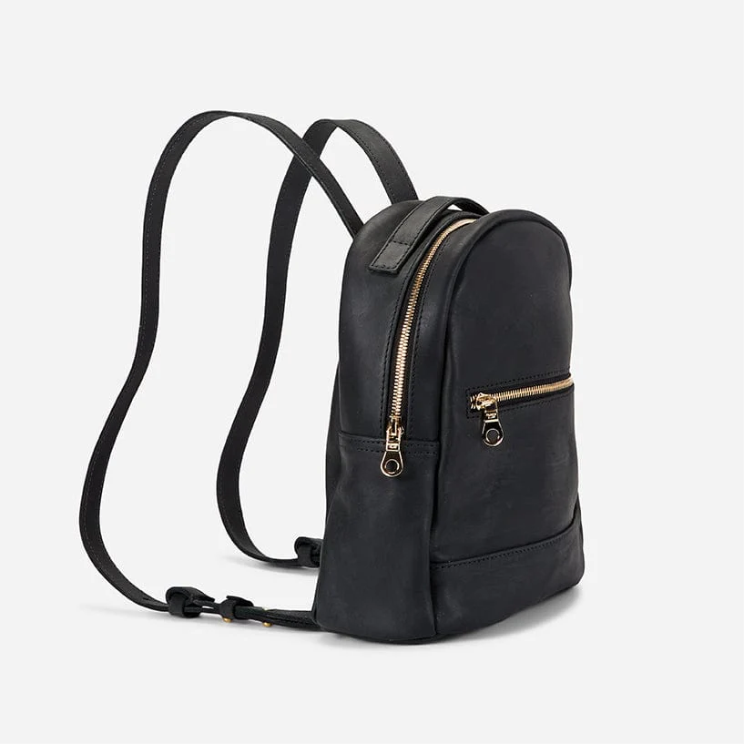 Ella Full-Grain Leather Mini Backpack – Black, Handcrafted in Ethiopia - Image 3
