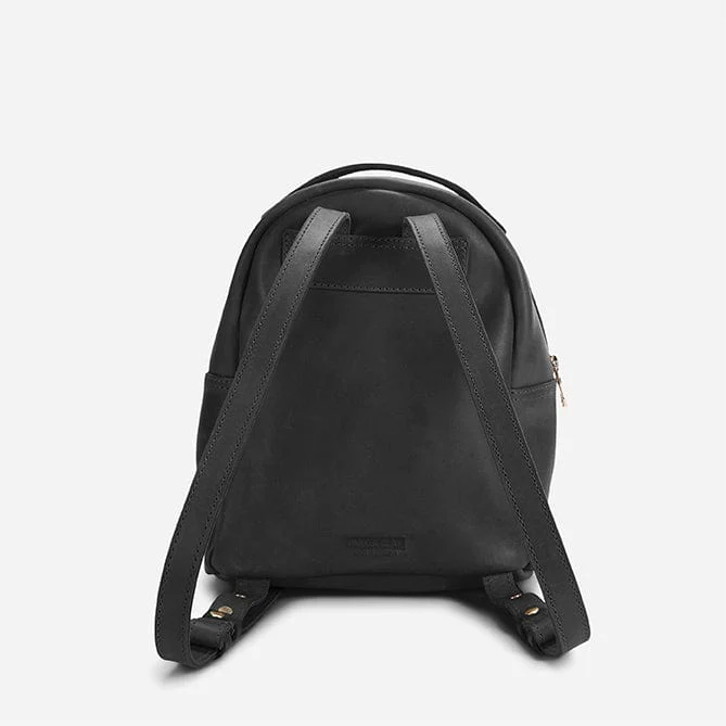 Ella Full-Grain Leather Mini Backpack – Black, Handcrafted in Ethiopia - Image 4