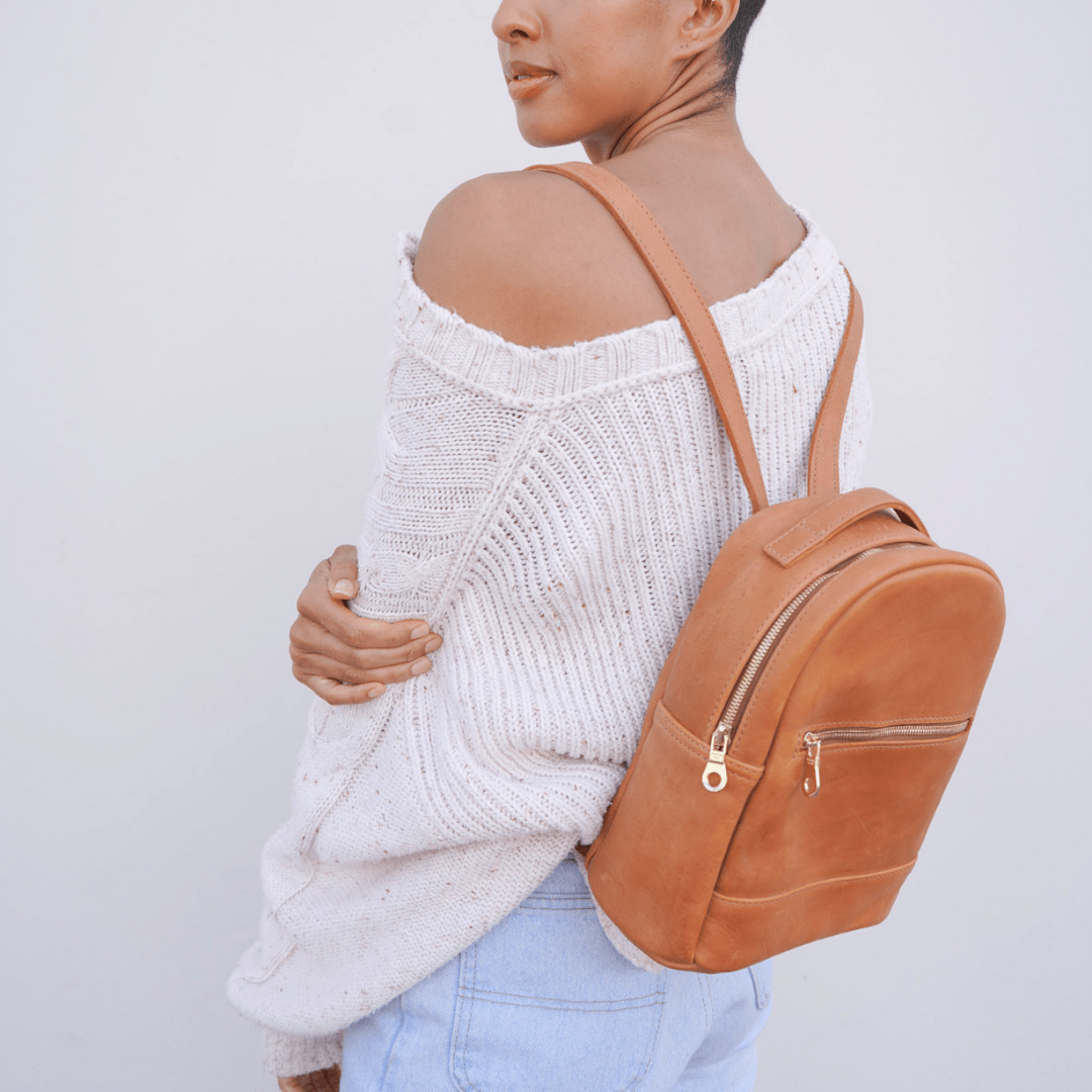 Ella Full-Grain Leather Mini Backpack – Handcrafted in Ethiopia - Image 2