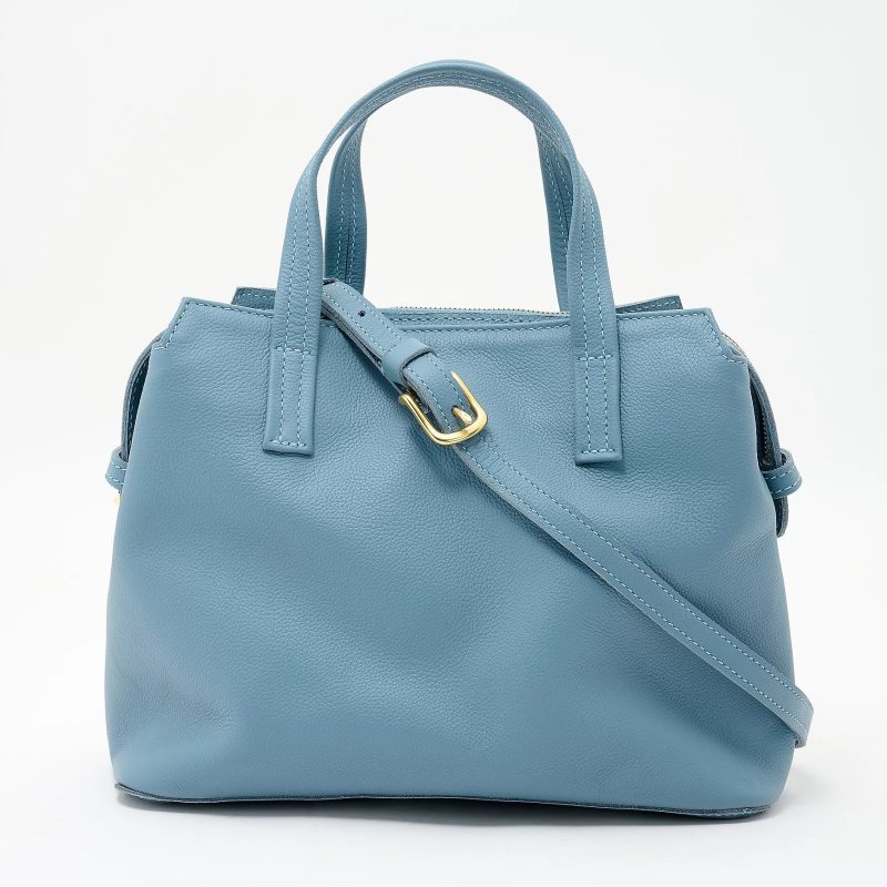 Napa Limited Edition Leather Handbag – Sky Blue, Handcrafted in Ethiopia