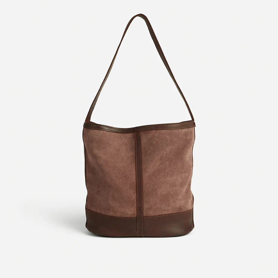 Tana Ethiopian Suede + Pull-Up Leather Bucket Bag – Handcrafted in Ethiopia