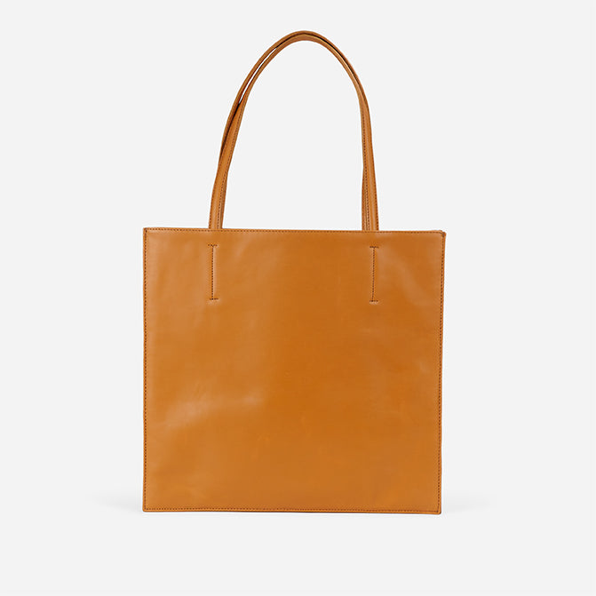 Brooklyn Full-Grain Leather Flat Tote – Adera Collection, Handcrafted in Ethiopia