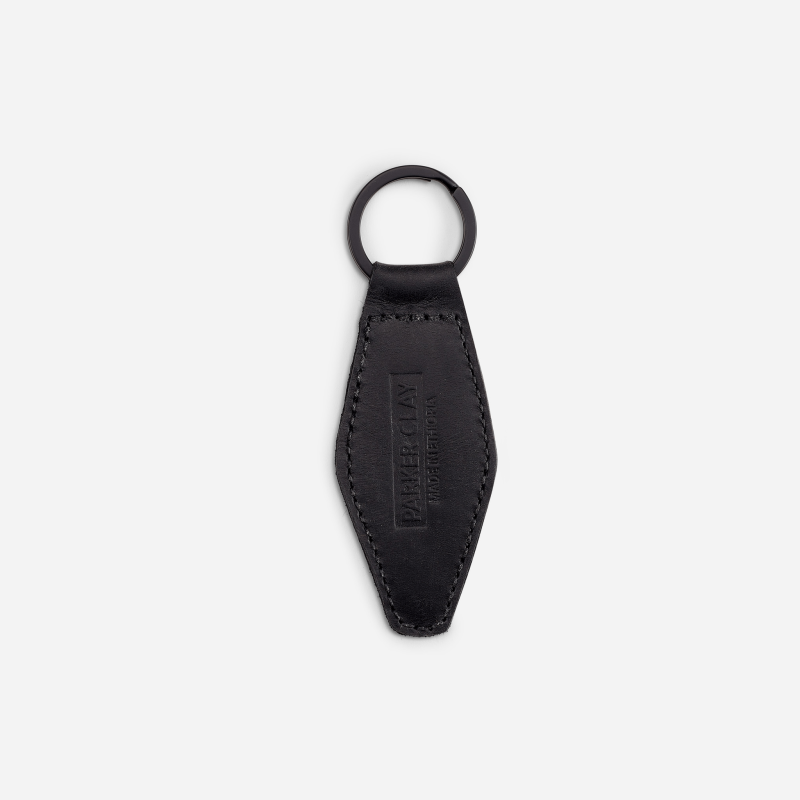 Mekina Full-Grain Leather Keychain – Black, Handcrafted in Ethiopia