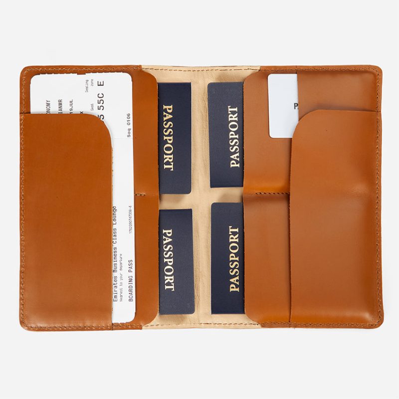 Family Leather Passport Travel Organizer – Holds 4 Passports, Handcrafted in Ethiopia