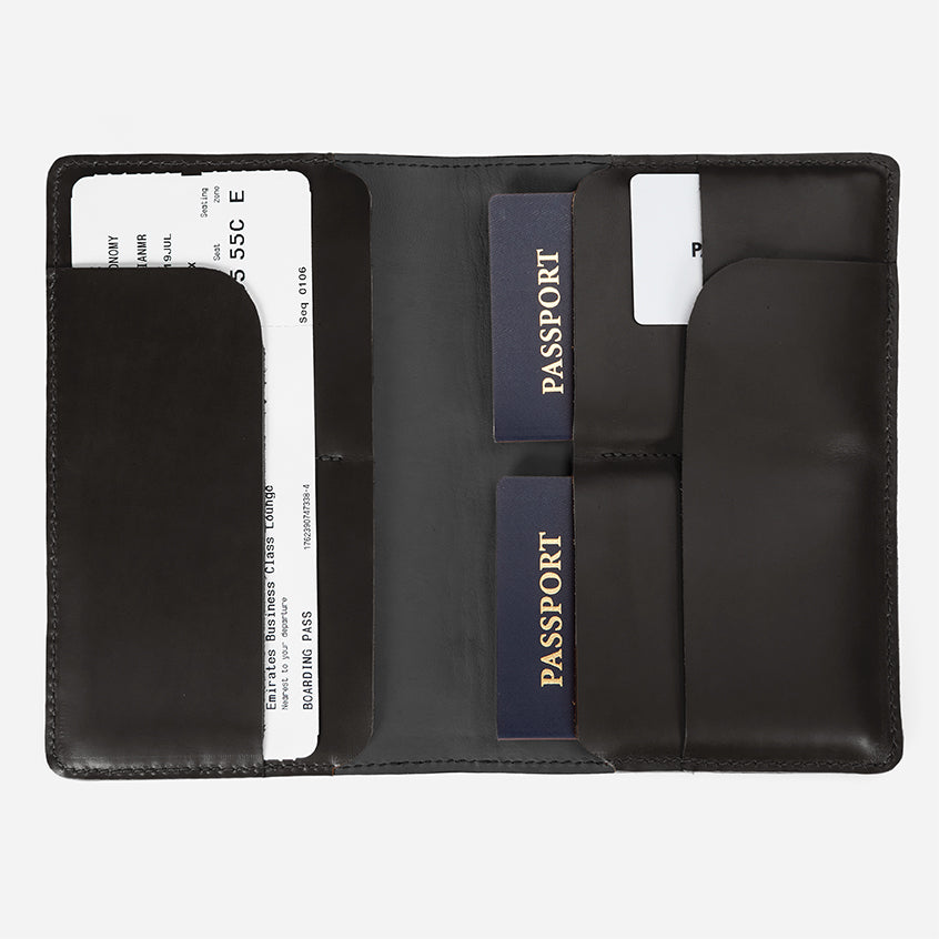 Family Leather Passport Travel Organizer – Black, Holds 4 Passports, Handcrafted in Ethiopia - Image 2