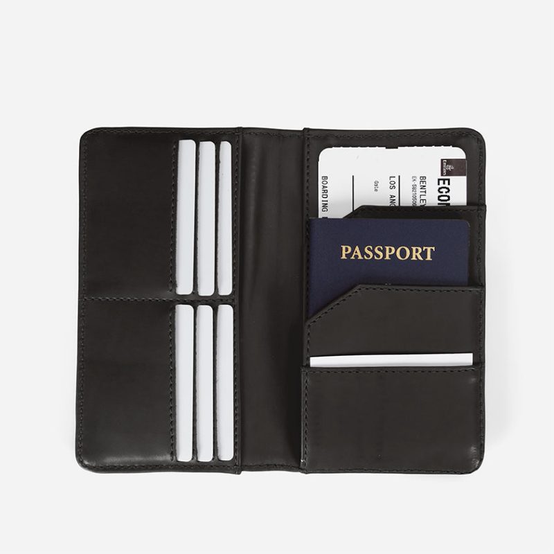 Passport Travel Wallet Full-Grain Leather – Black, Handcrafted in Ethiopia