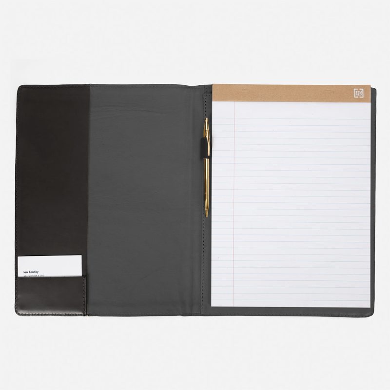 Padfolio Standard Full-Grain Leather – Black, Standard Size, Handcrafted in Ethiopia