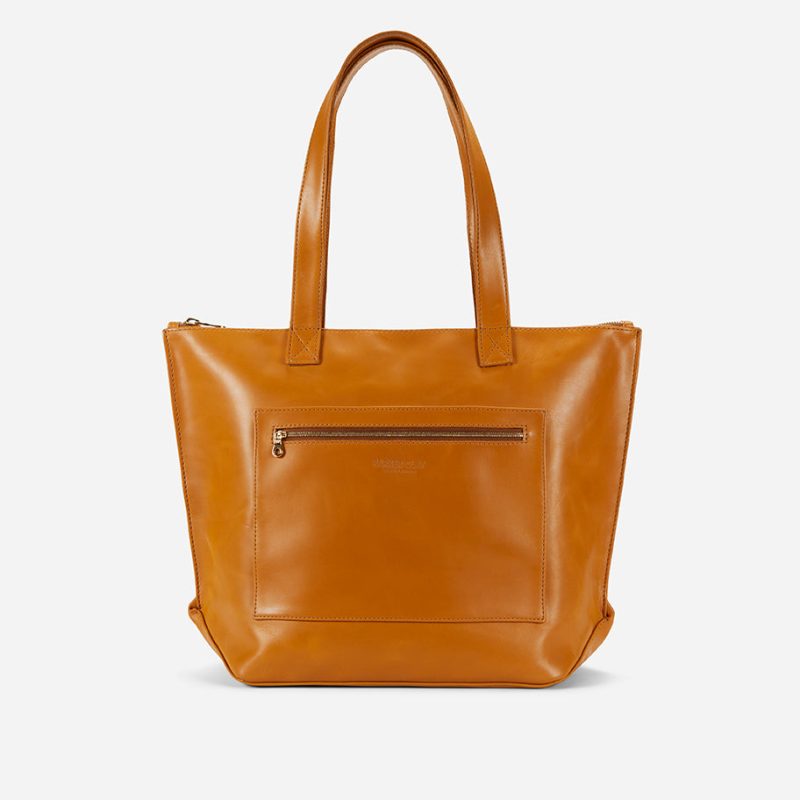 Entoto Full-Grain Leather Zip Tote – Rust Brown, Handcrafted in Ethiopia
