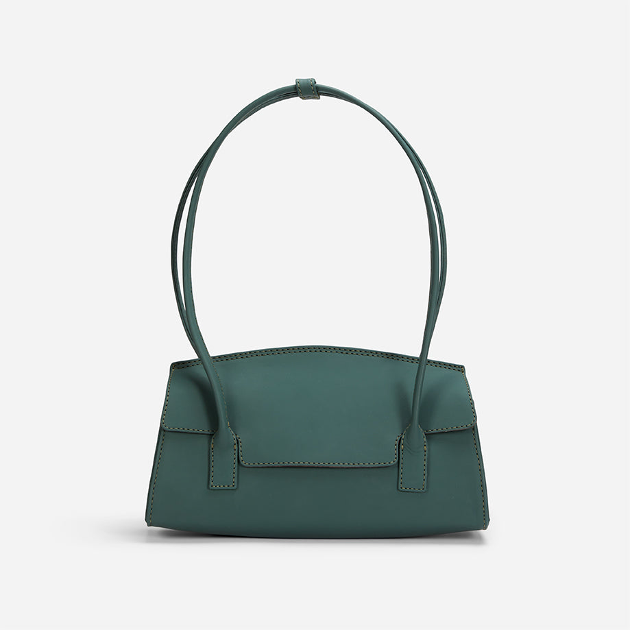 Ojai Full-Grain Leather Shoulder Bag – Green, Handcrafted in Ethiopia