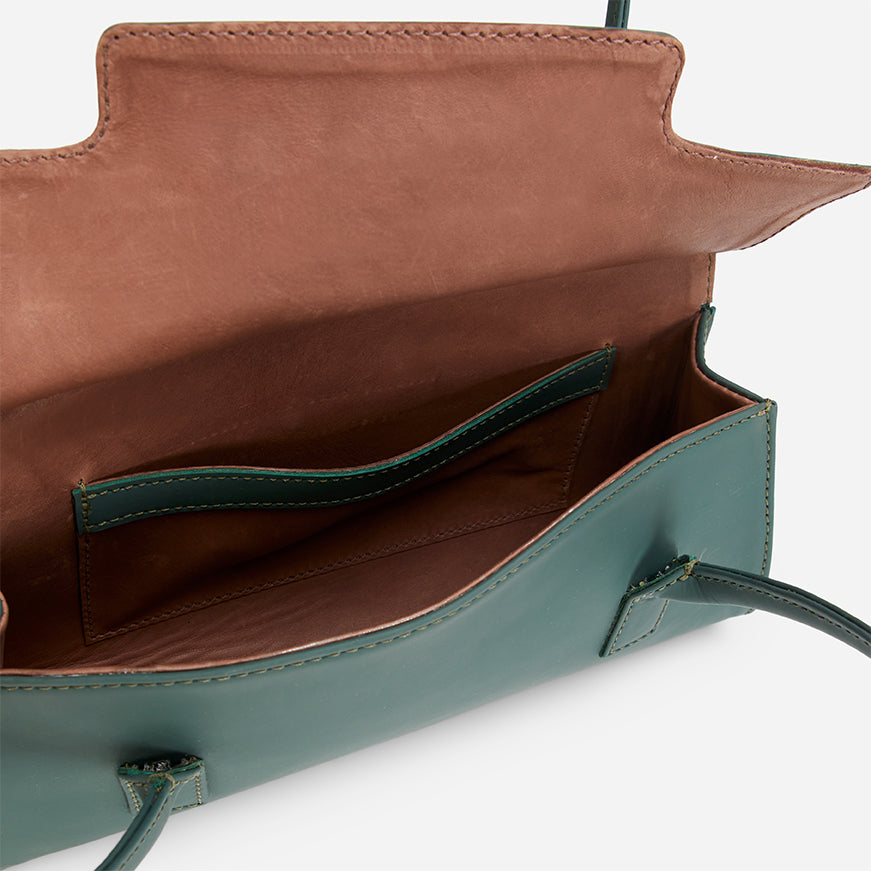 Ojai Full-Grain Leather Shoulder Bag – Green, Handcrafted in Ethiopia - Image 3