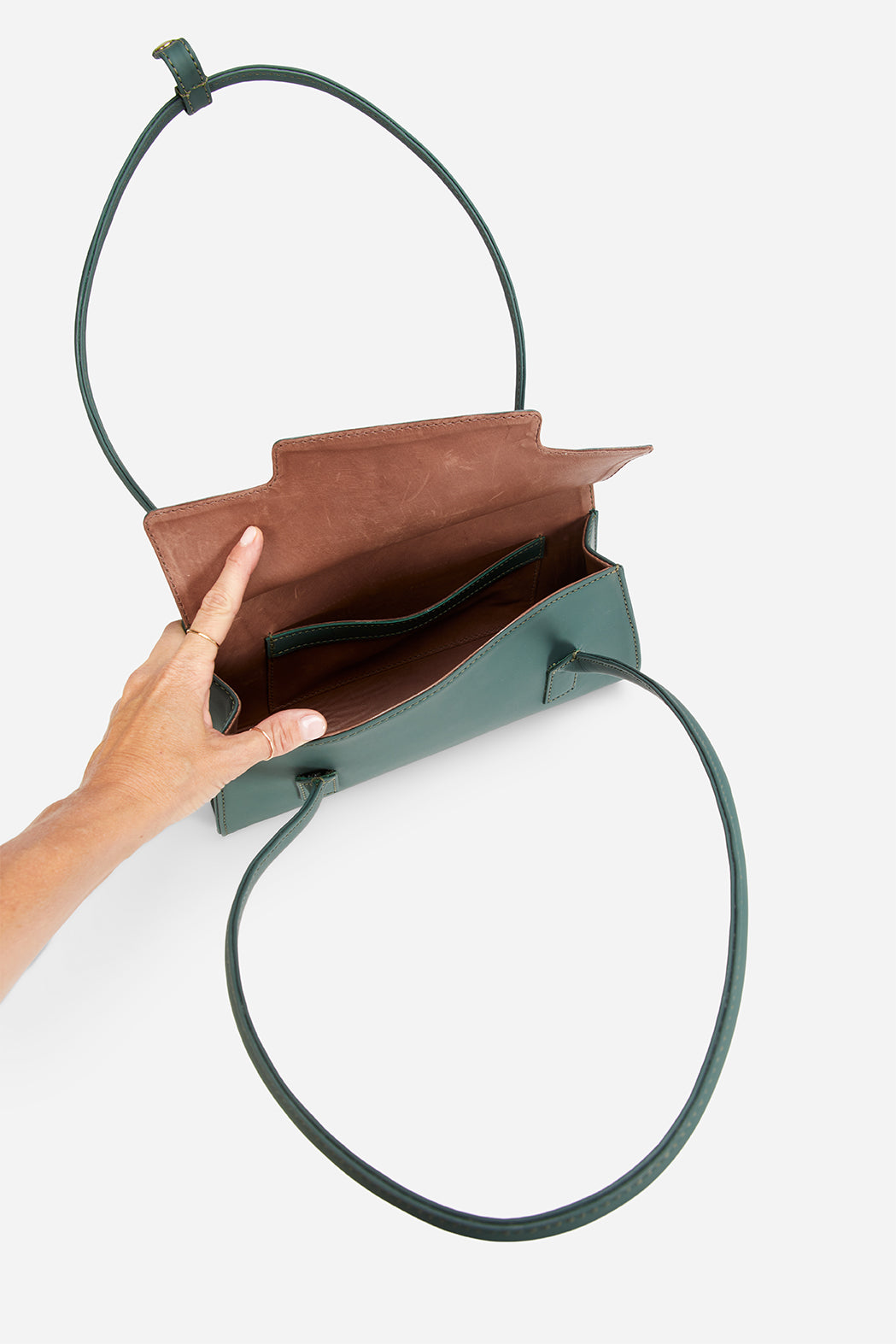 Ojai Full-Grain Leather Shoulder Bag – Green, Handcrafted in Ethiopia - Image 6