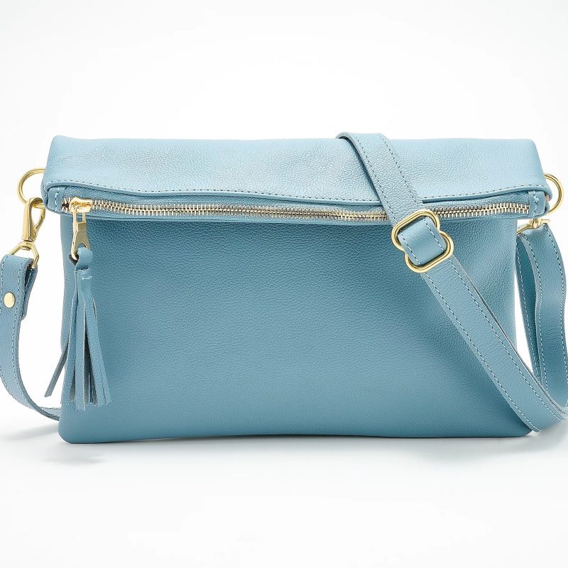 Makeda Limited Edition Ethiopian Leather Crossbody – Sky, Handcrafted in Ethiopia