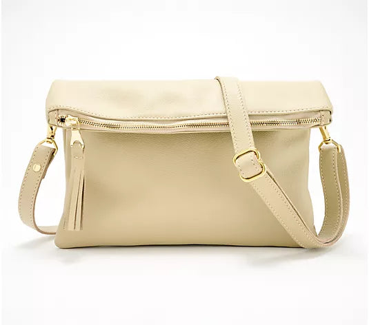 Makeda Limited Edition Ethiopian Leather Crossbody – Stone, Handcrafted in Ethiopia