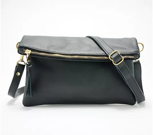 Makeda Limited Edition Ethiopian Leather Crossbody – Black, Handcrafted in Ethiopia