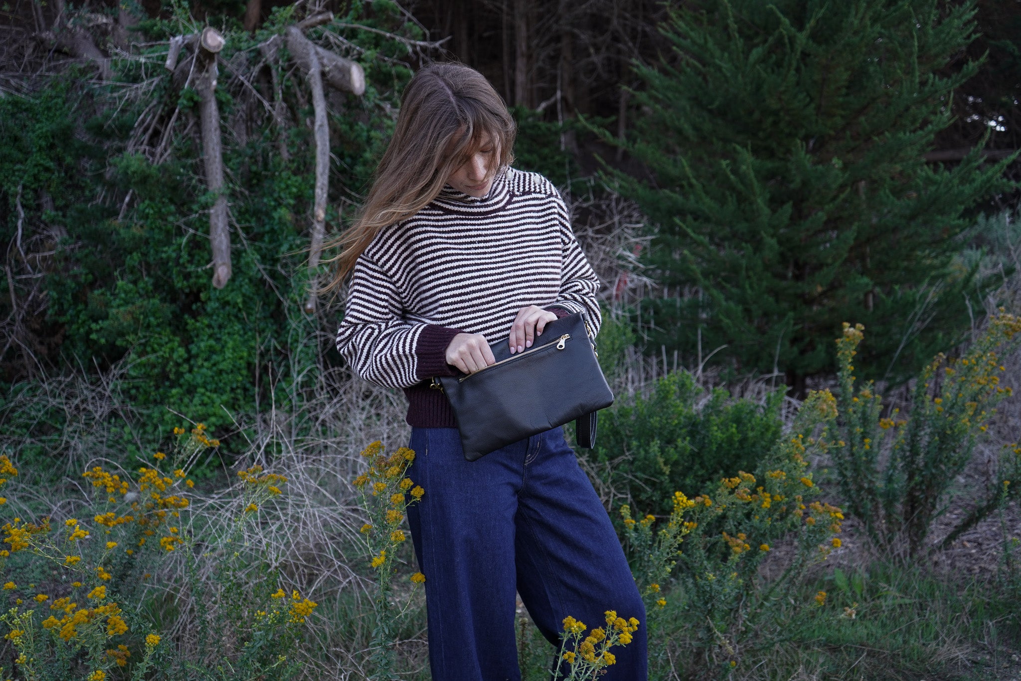 Makeda Limited Edition Ethiopian Leather Crossbody – Black, Handcrafted in Ethiopia - Image 4