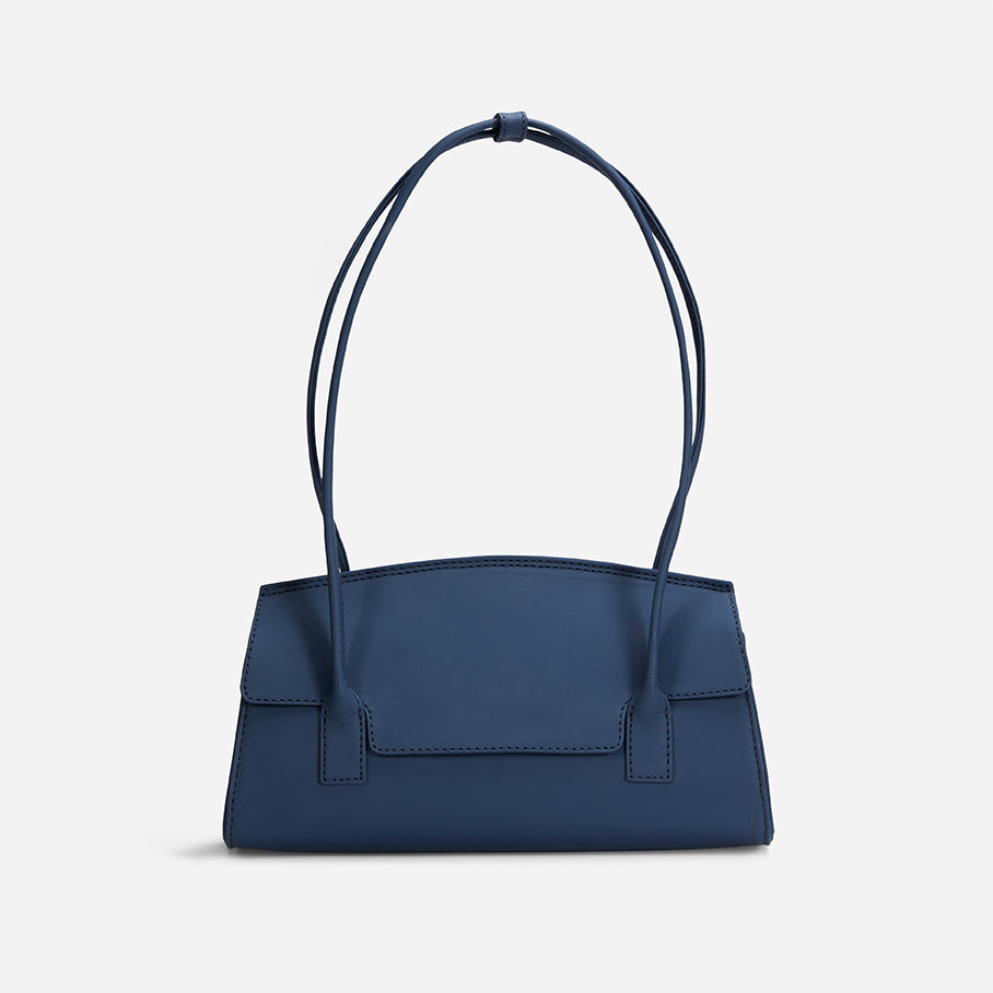 Ojai Full-Grain Leather Shoulder Bag – Blue, Handcrafted in Ethiopia