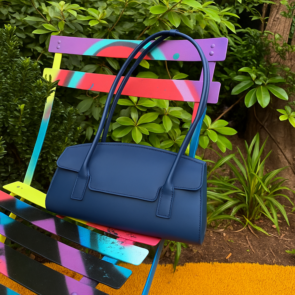 Ojai Full-Grain Leather Shoulder Bag – Blue, Handcrafted in Ethiopia - Image 5