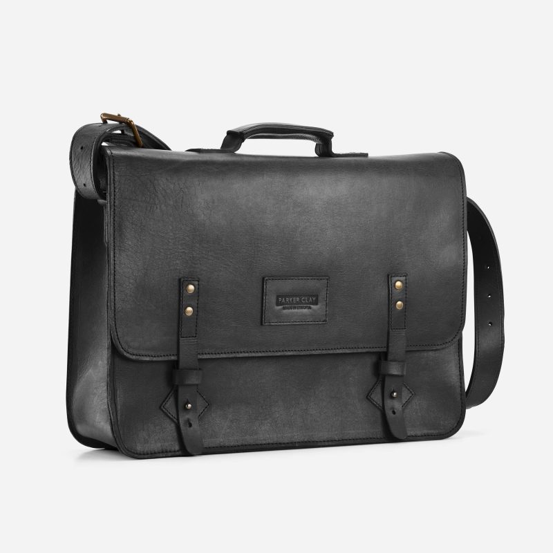 Parker Full-Grain Leather Briefcase – Black, Handcrafted in Ethiopia