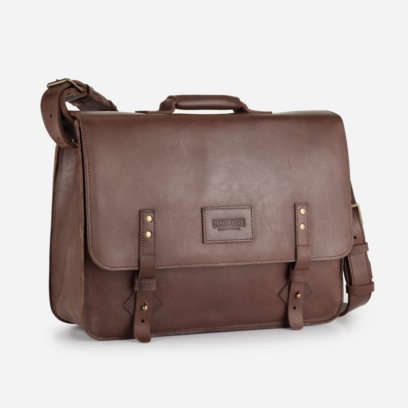 Parker Full-Grain Leather Briefcase – Dark Brown, Handcrafted in Ethiopia