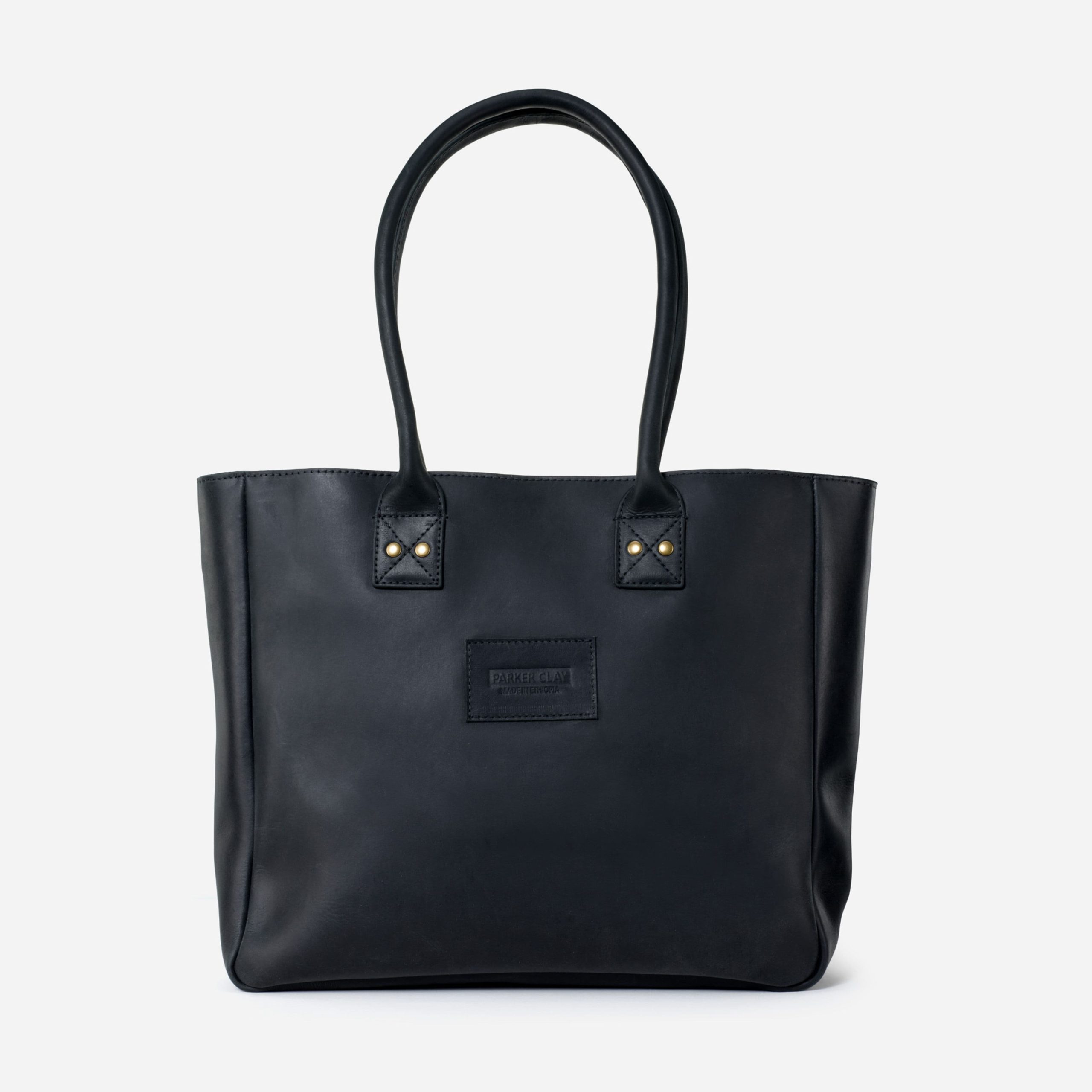 Merkato Signature Full-Grain Leather Zip Tote – Black, Handcrafted in Ethiopia