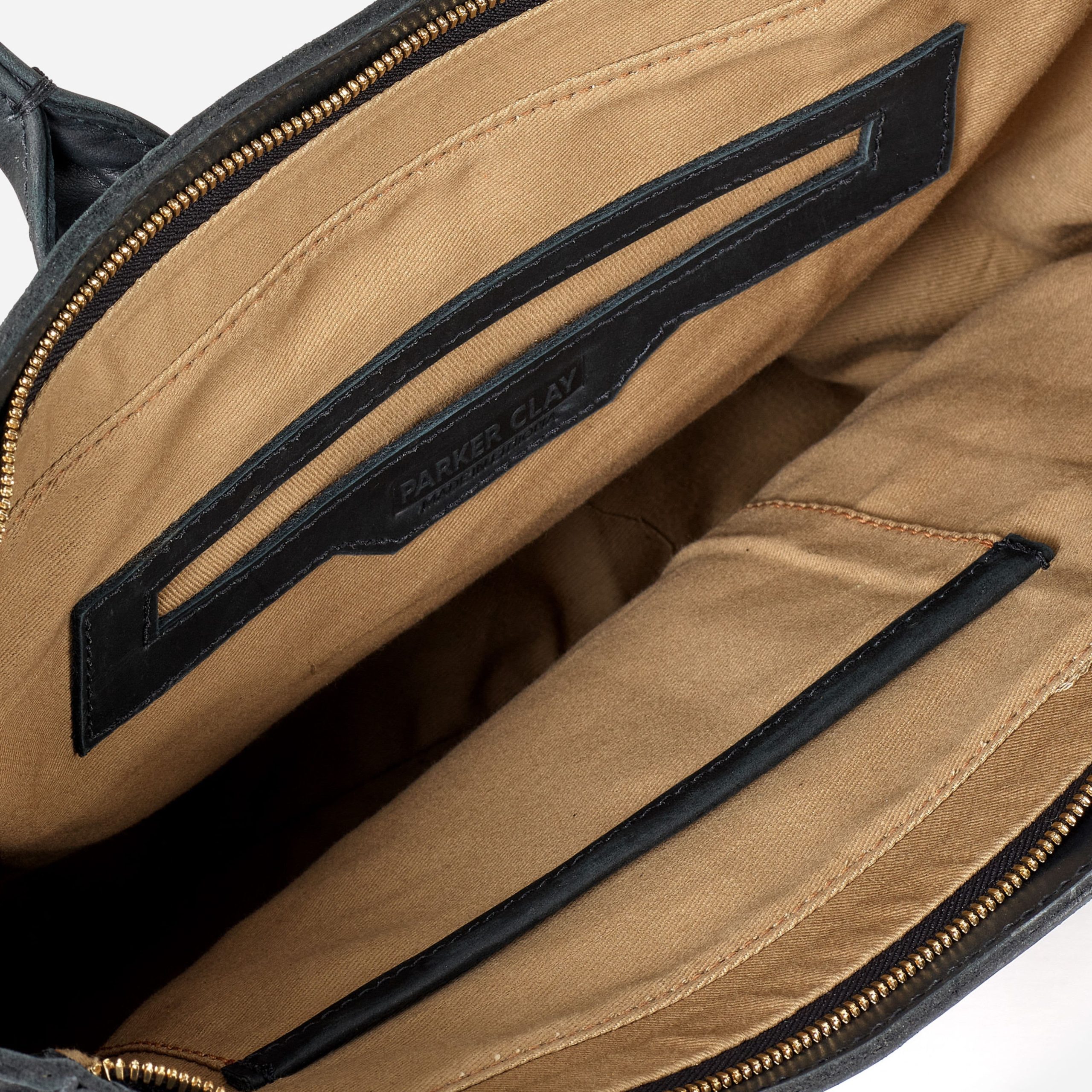 Merkato Signature Full-Grain Leather Zip Tote – Black, Handcrafted in Ethiopia - Image 4