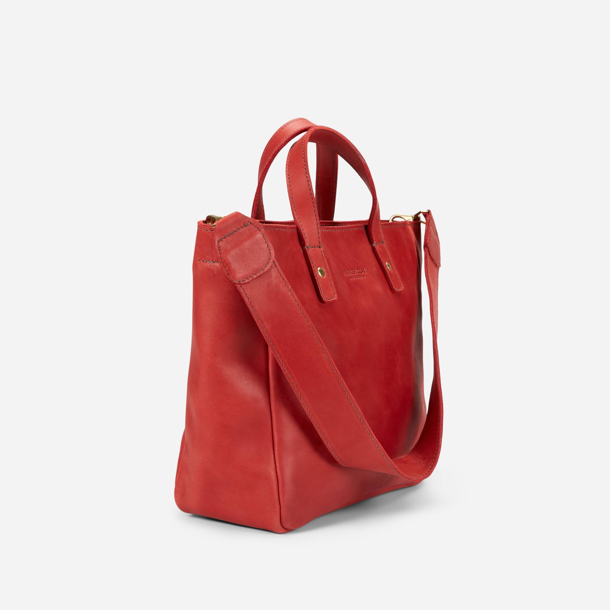 Merkato Small Full-Grain Leather Zip Tote – Red, Handcrafted in Ethiopia - Image 3