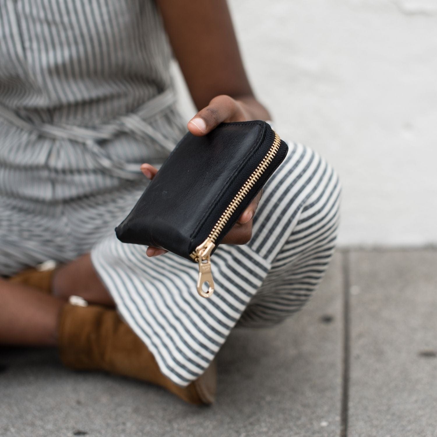 Meskel Full-Grain Leather Square Zip Wallet – Black, Handcrafted in Ethiopia - Image 2