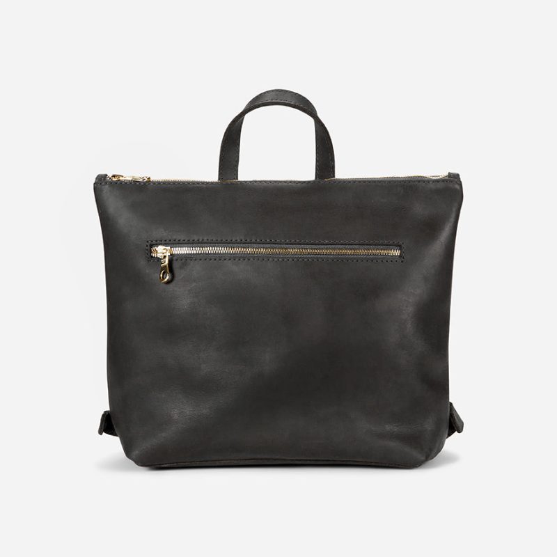 Miramar Mini Full-Grain Leather Backpack – Black, Handcrafted in Ethiopia