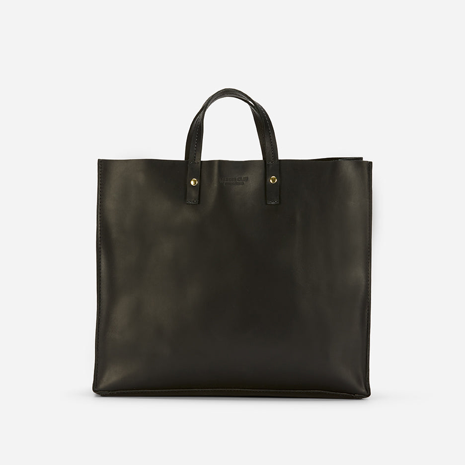 Merkato Shopper Full-Grain Leather Tote – Black, Handcrafted in Ethiopia