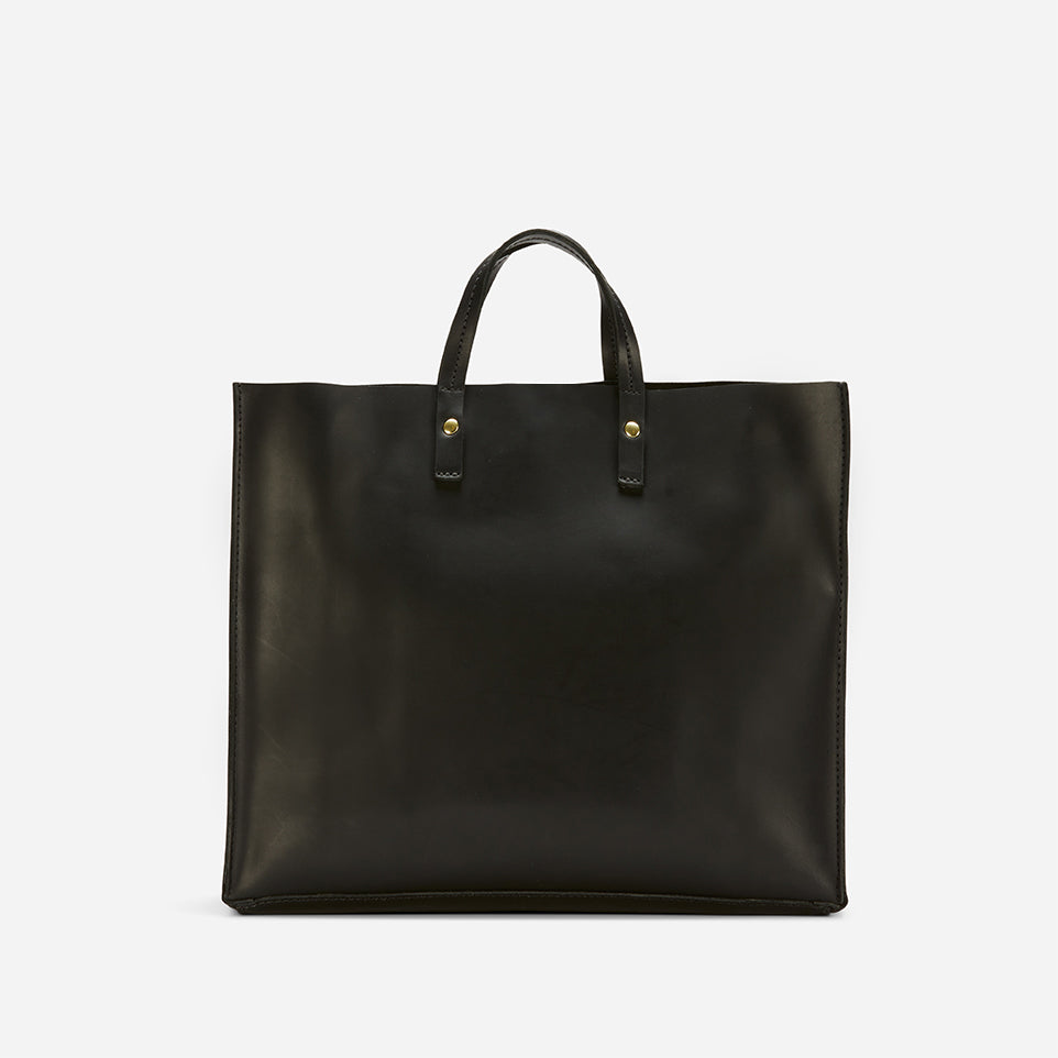 Merkato Shopper Full-Grain Leather Tote – Black, Handcrafted in Ethiopia - Image 4