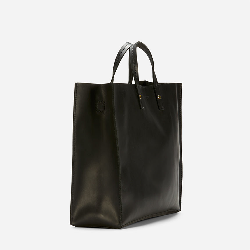 Merkato Shopper Full-Grain Leather Tote – Black, Handcrafted in Ethiopia - Image 8