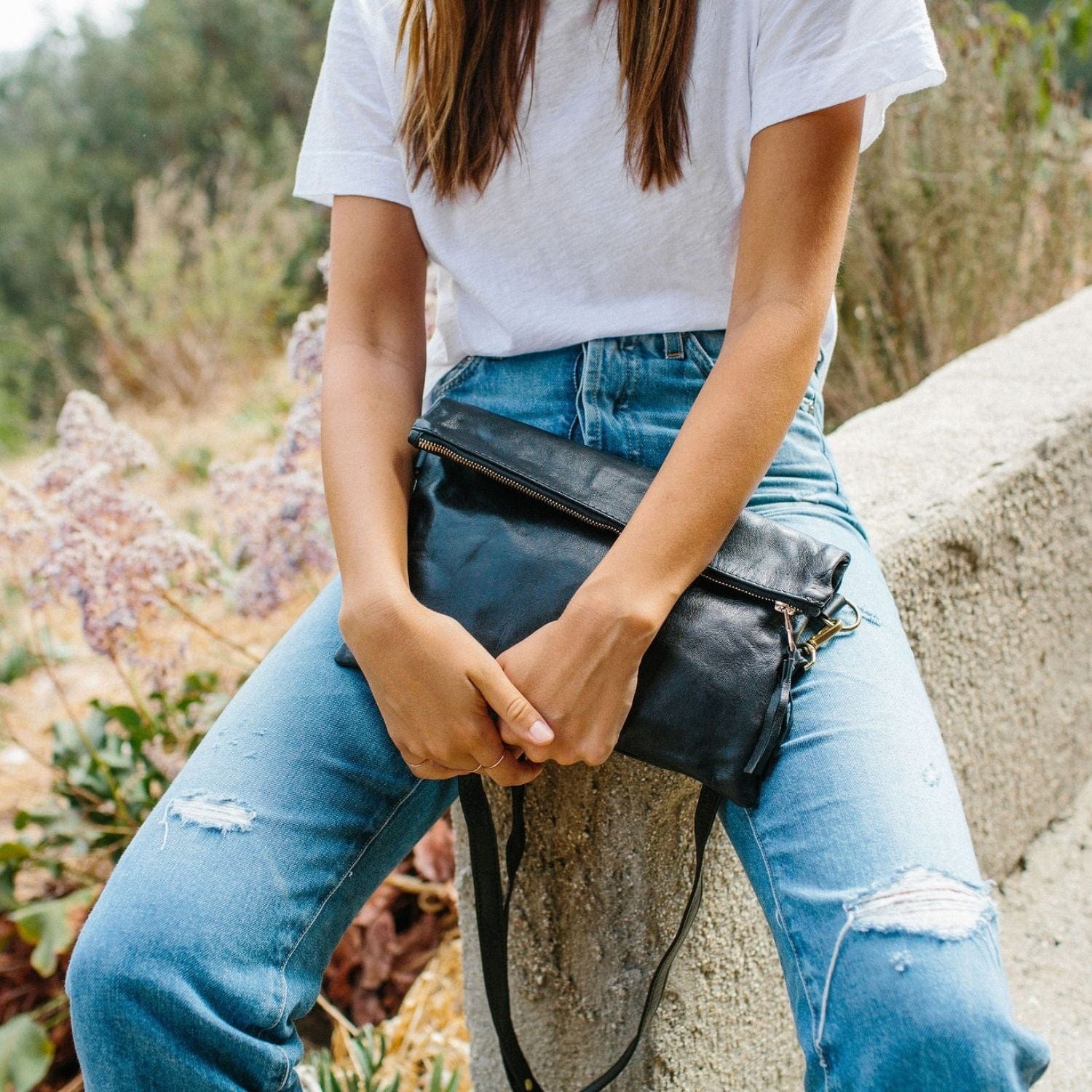 Makeda Full-Grain Ethiopian Goat Leather Crossbody Bag – Black, Handcrafted in Ethiopia - Image 2