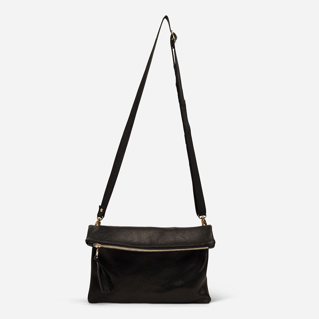 Makeda Full-Grain Ethiopian Goat Leather Crossbody Bag – Black, Handcrafted in Ethiopia - Image 3