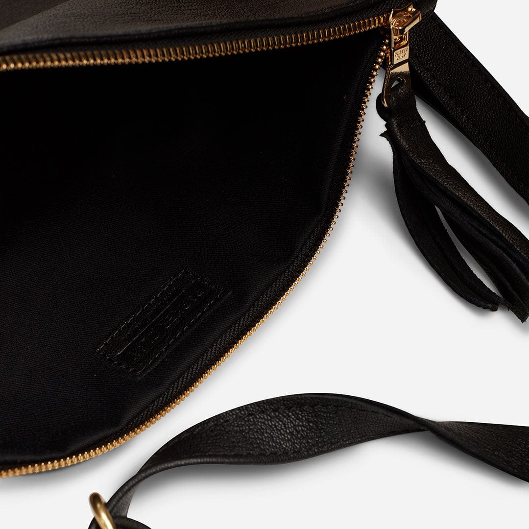 Makeda Full-Grain Ethiopian Goat Leather Crossbody Bag – Black, Handcrafted in Ethiopia - Image 5