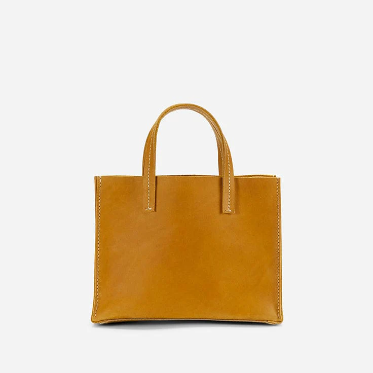 Avila Mini Leather Tote Bag – Marigold, Handcrafted in Ethiopia