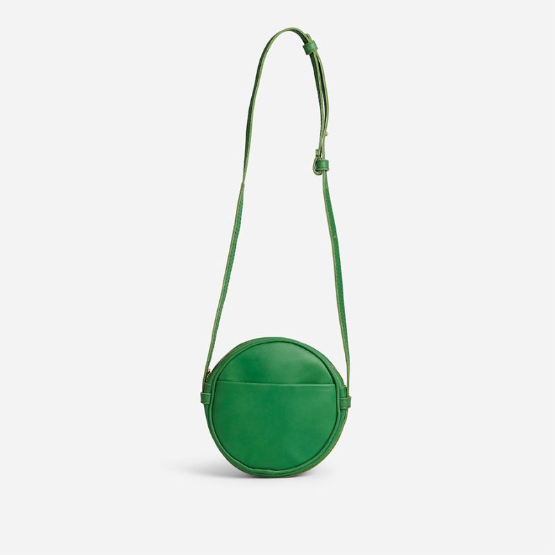 Kyah Full-Grain Leather Circle Crossbody Bag – Green, Handcrafted in Ethiopia